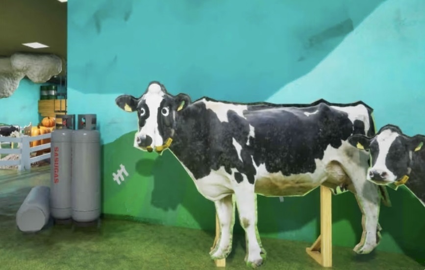 Hider painted into a cow pattern in Meccha Chameleon